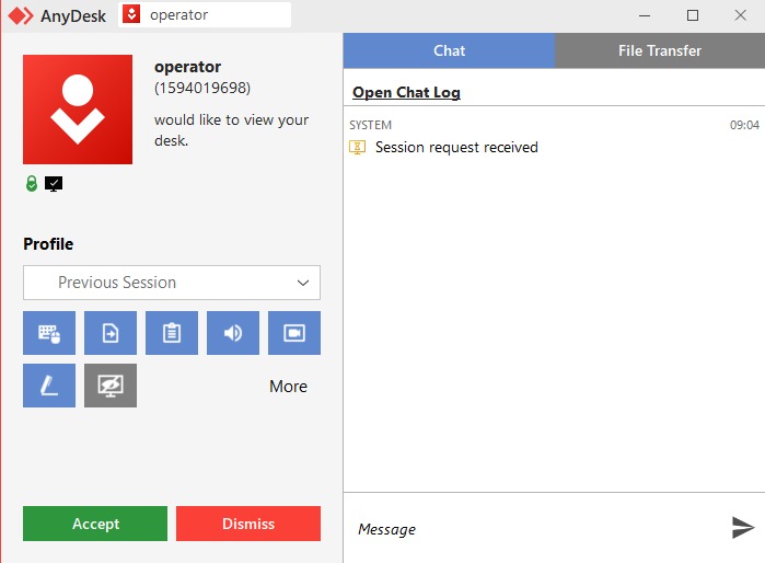 Gambar Pop-up koneksi anydesk
