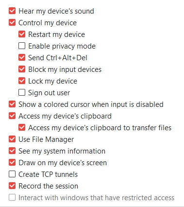 Setting dropdown Anydesk