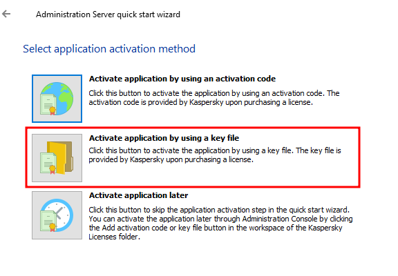 Activate application by using a key file