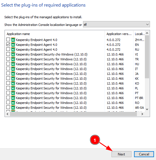 Select the plug-ins of required applications