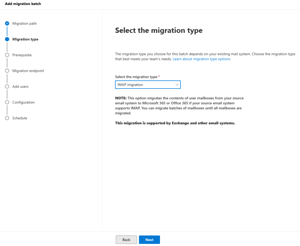 Select the Migration Type